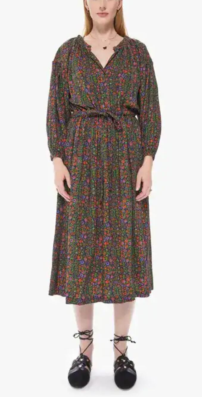 XIRENA Tuckernuck Salma Floral Midi Blouseon Tie Waist Fall Cottage Core Dress